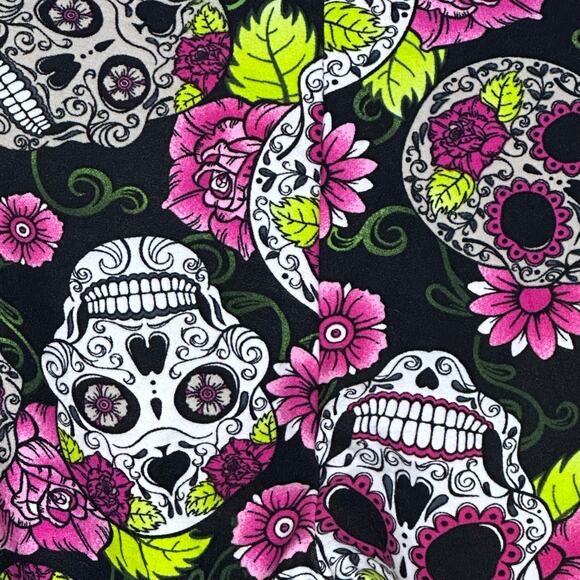 NoBo Womens Sugar Skull High Rise Halloween Sueded Leggings Soft 2XL XXL/19 - Picture 3 of 9